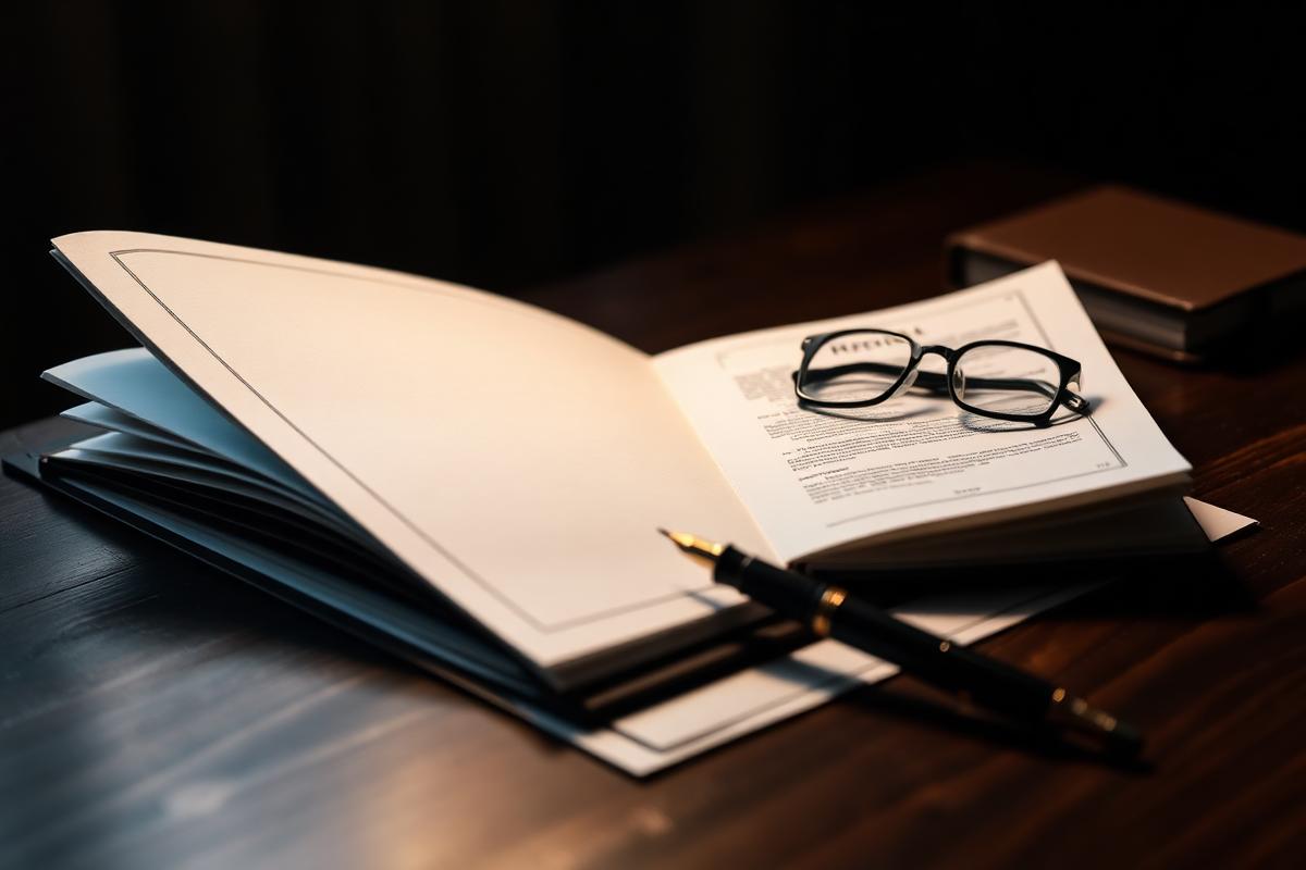 Document légal ouvert sur un bureau