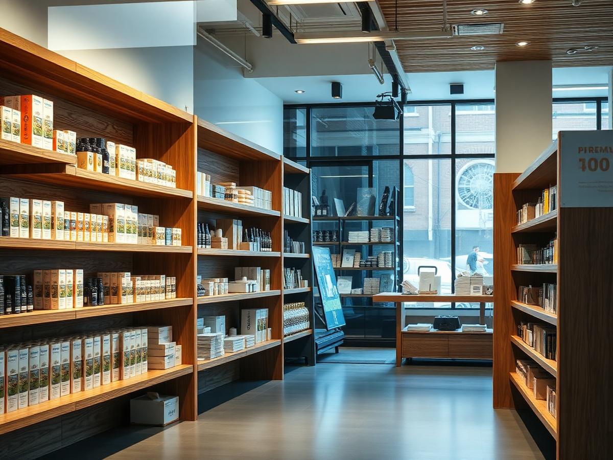 Rayonnages d’un commerce moderne en Tunisie