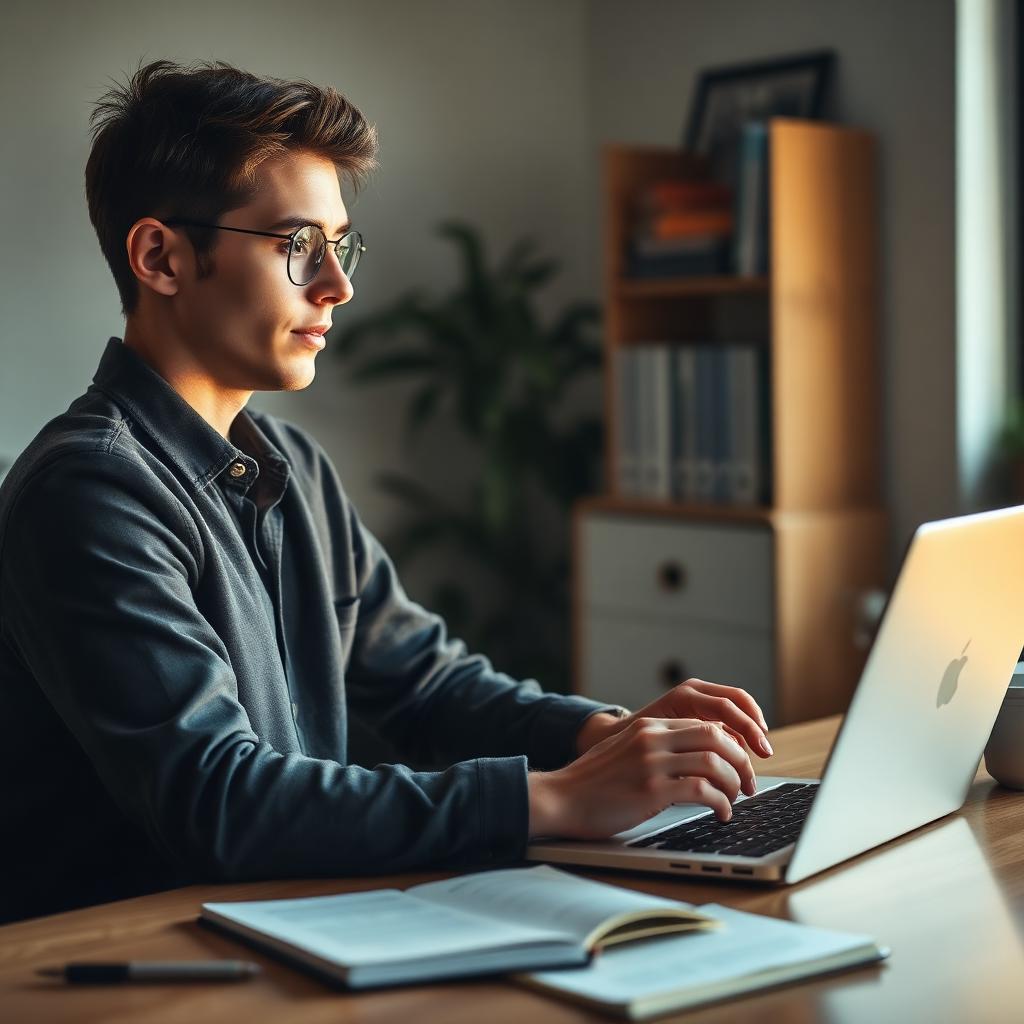 Entrepreneur travaillant sur son dossier avec un ordinateur portable — image d’illustration
