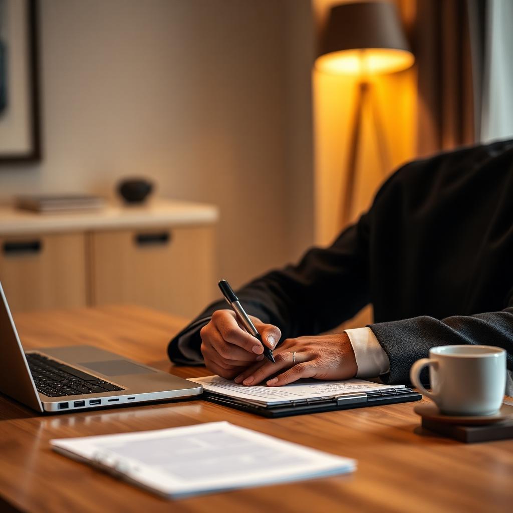 Signature d’une facture d’investissement au bureau