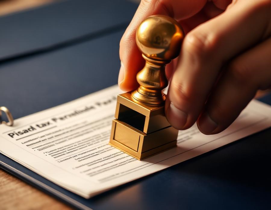 Cachet fiscal officiel sur un document