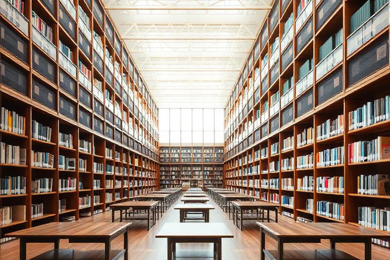 Bibliothèque universitaire avec rayonnages