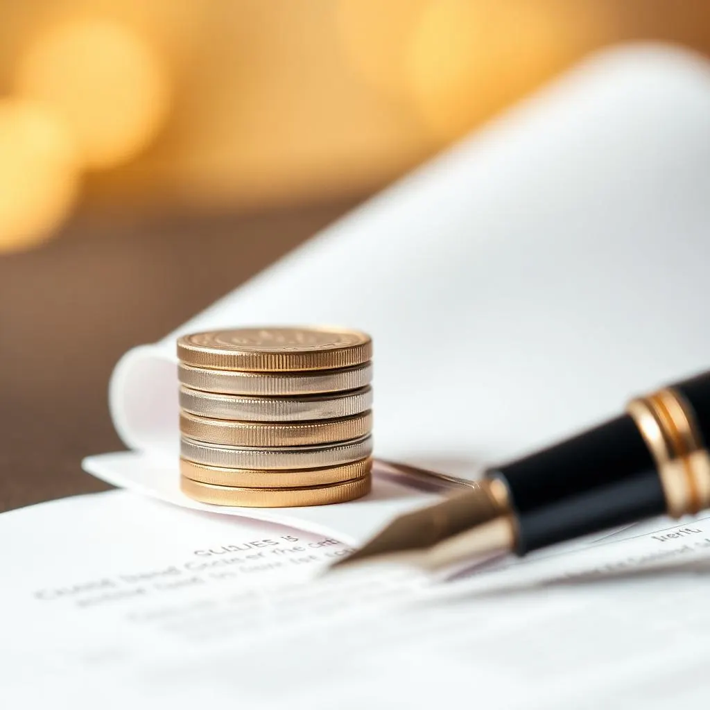 Pièces et document juridique symbolisant les avantages financiers