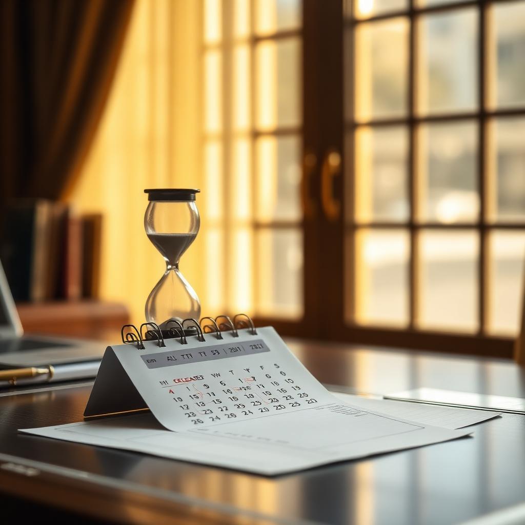 Calendrier et sablier symbolisant le délai de deux ans